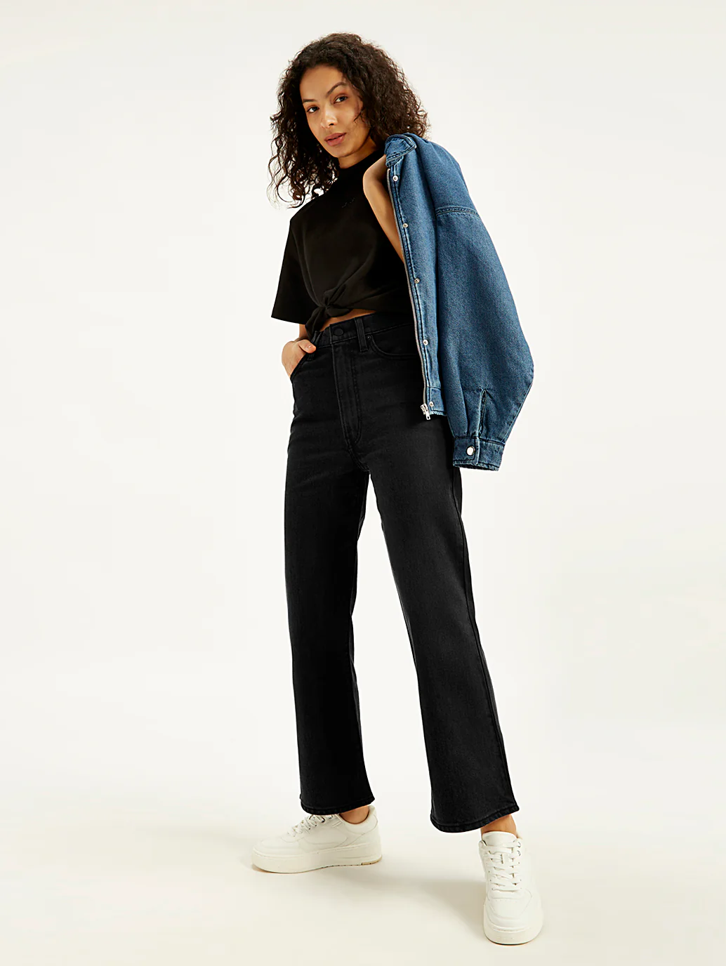 Women's Black Ribcage Cropped Bootcut Fit High Rise Jeans - Image 2