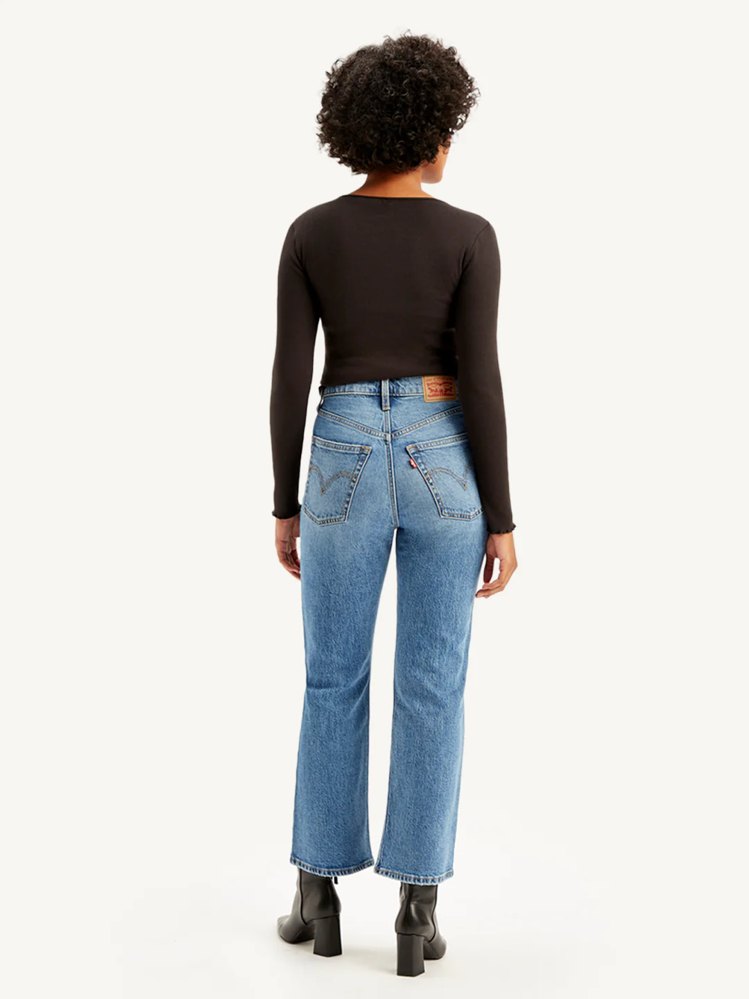 Women's Blue Ribcage Cropped Bootcut Fit High Rise Jeans - Image 2