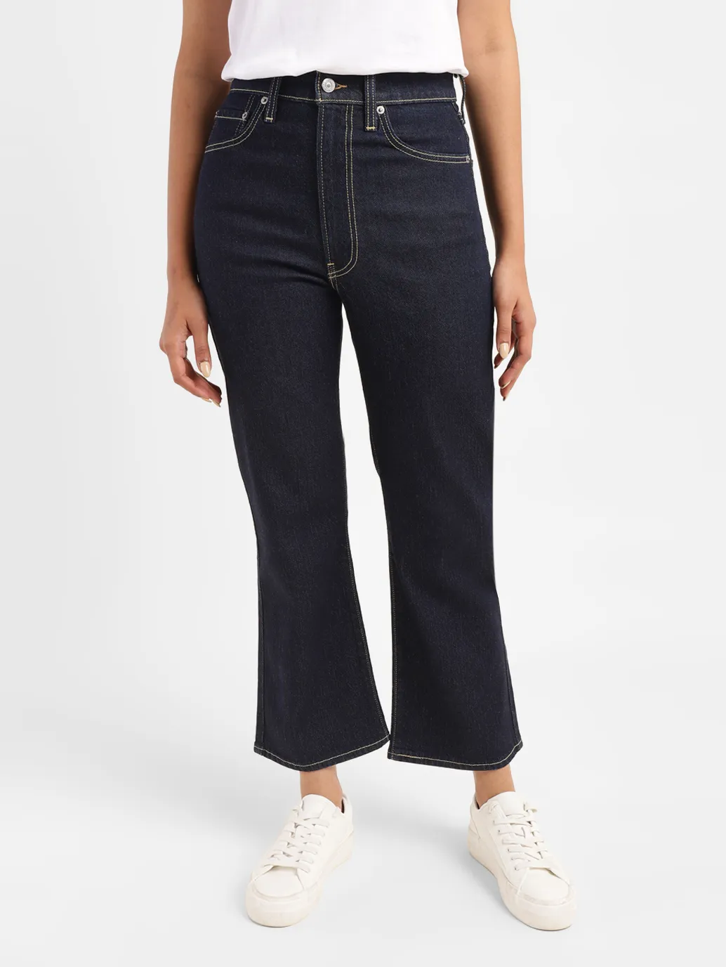 Women's Navy Blue Bootcut Fit High Rise Jeans - Image 2