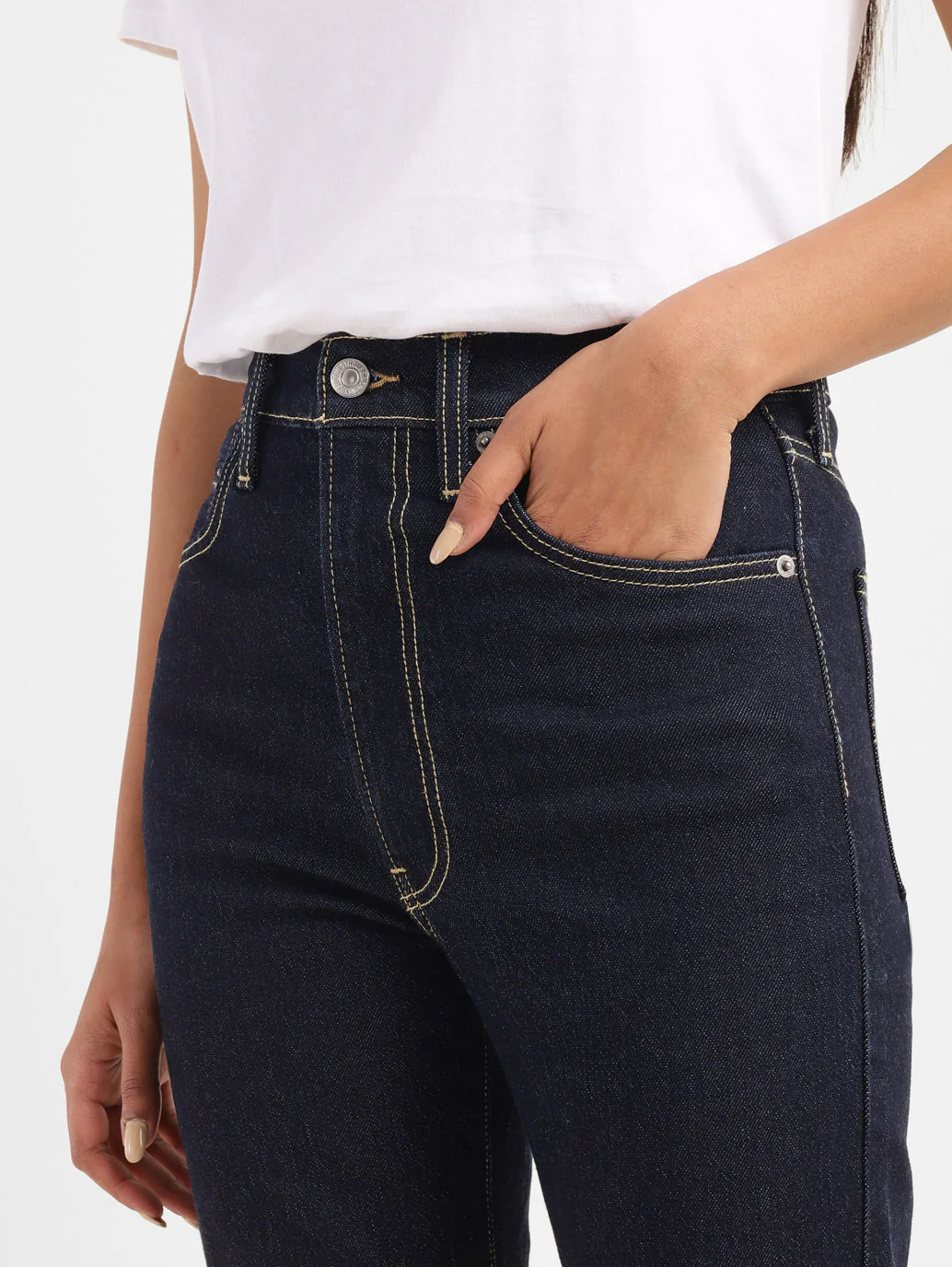 Women's Navy Blue Bootcut Fit High Rise Jeans - Image 4