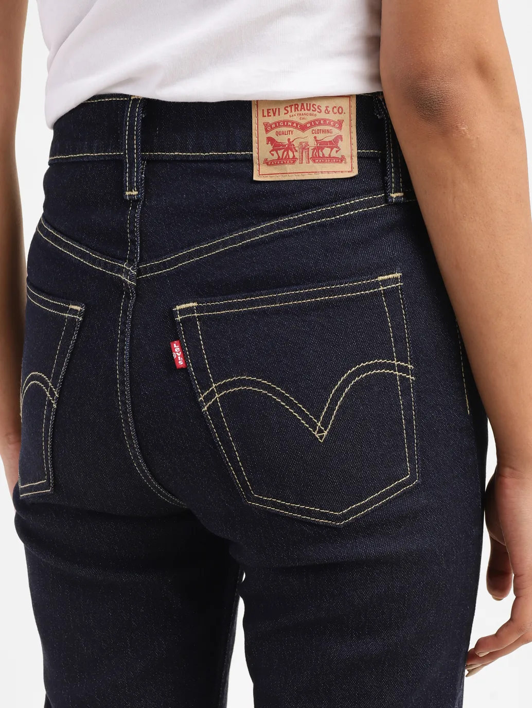 Women's Navy Blue Bootcut Fit High Rise Jeans - Image 6