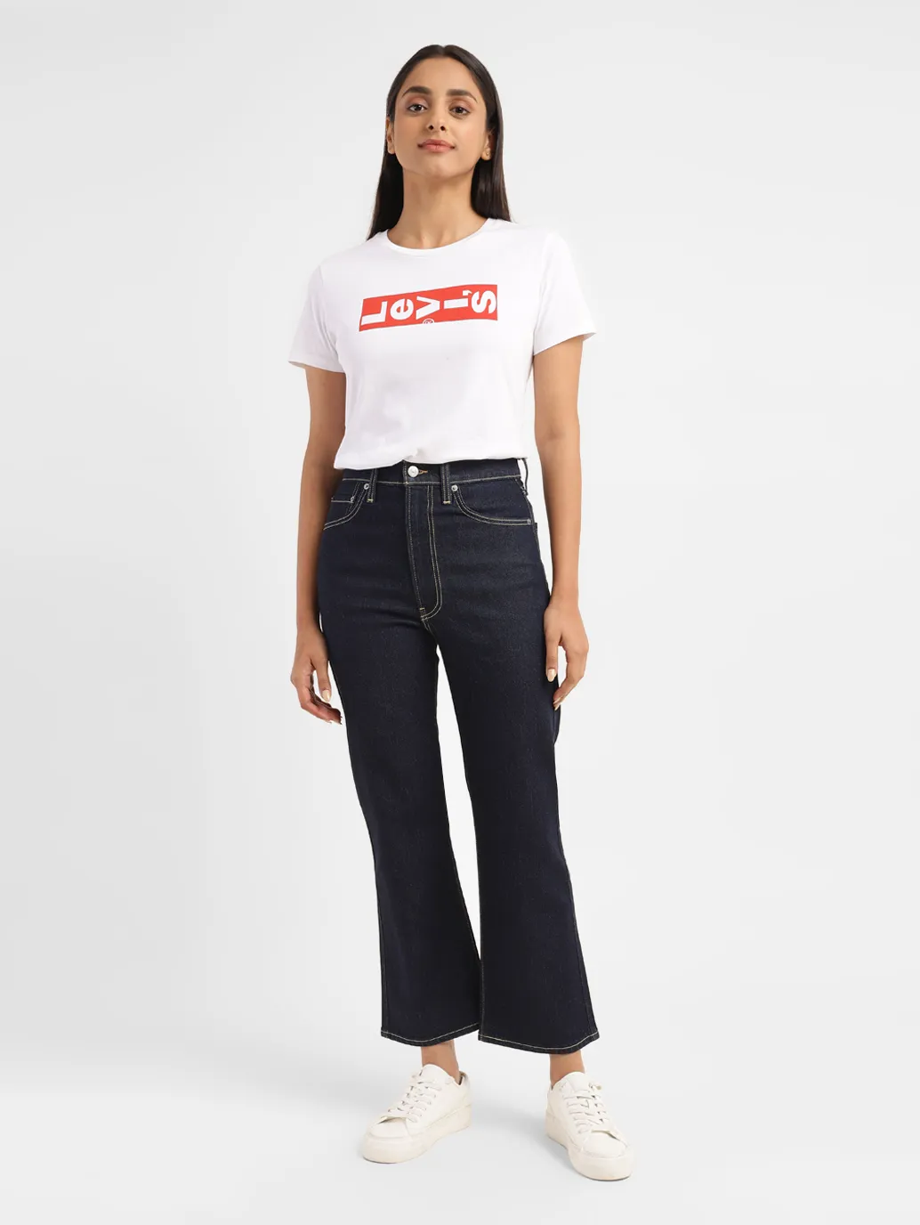 Women's Navy Blue Bootcut Fit High Rise Jeans - Image 7