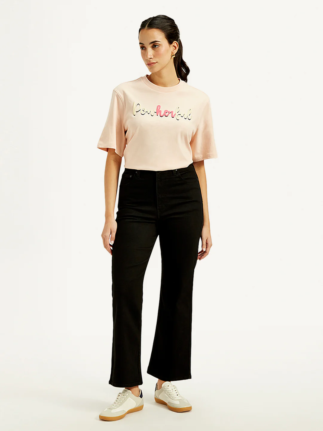 Women's Black Ribcage Cropped Bootcut Fit High Rise Jeans - Image 2