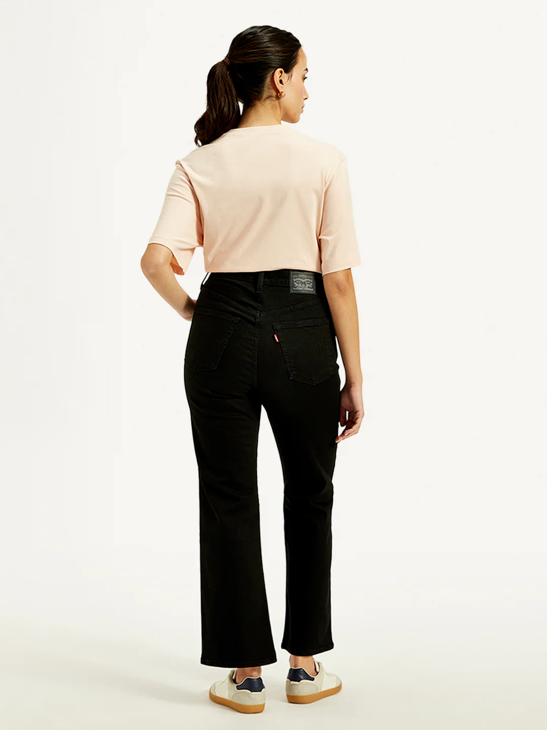 Women's Black Ribcage Cropped Bootcut Fit High Rise Jeans - Image 3