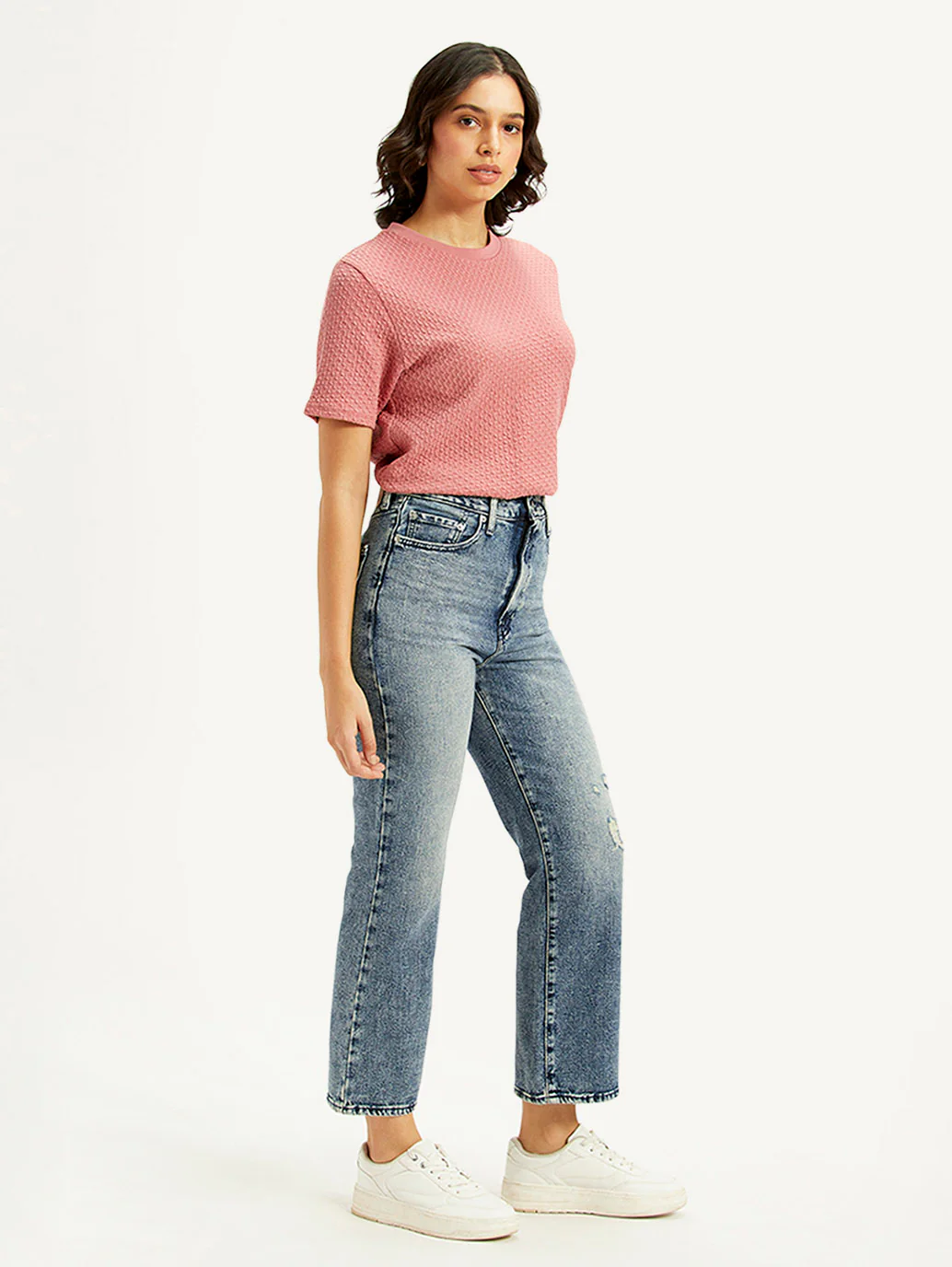 Women's Blue Ribcage Cropped Bootcut Fit High Rise Jeans - Image 5