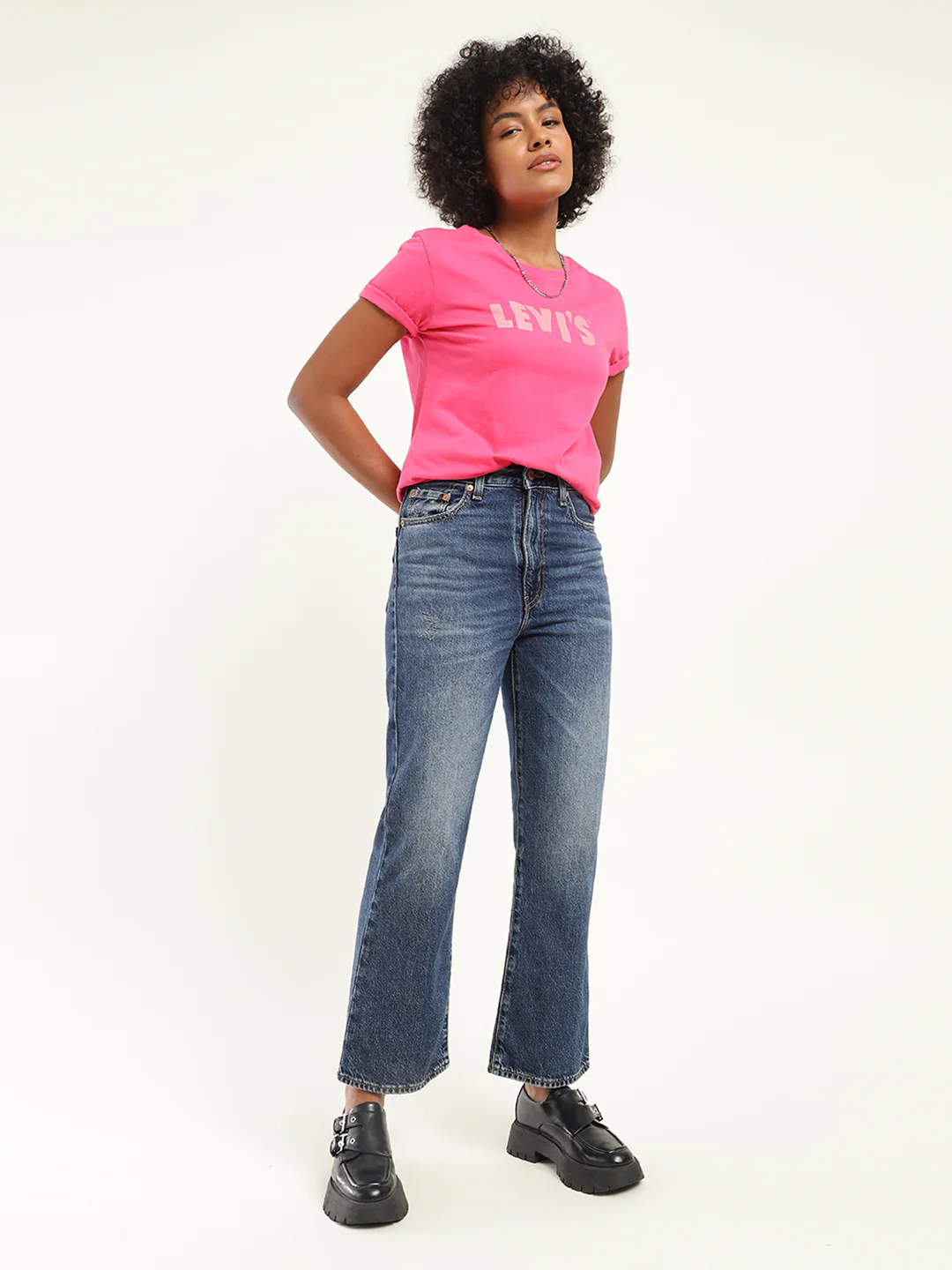 Women's Blue Bootcut Fit High Rise Jeans
