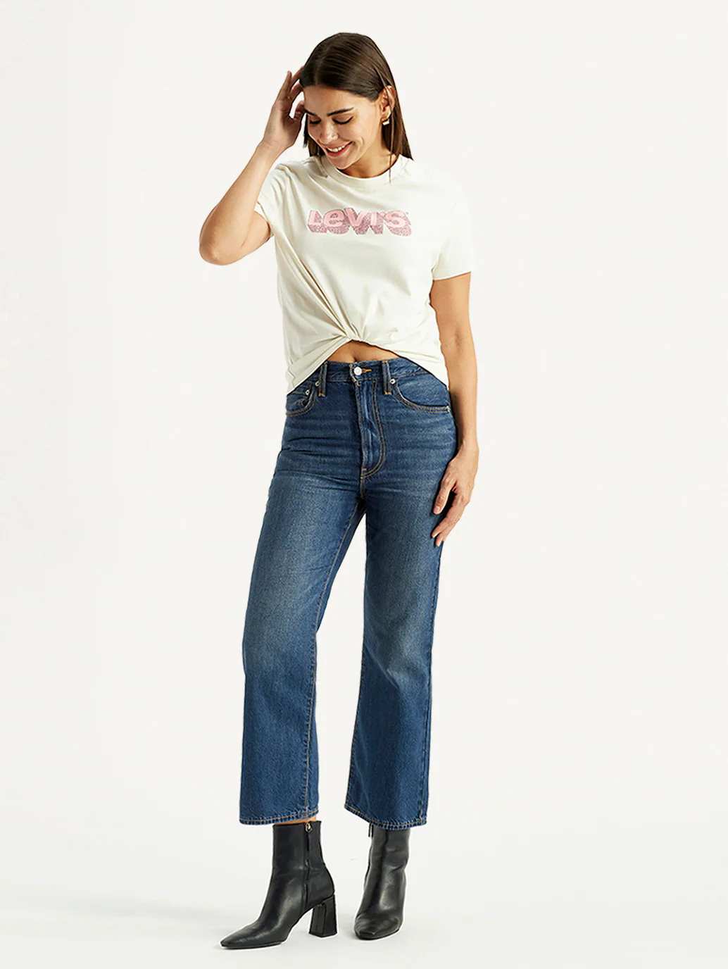 Women's Blue Ribcage Flared Fit High Rise Jeans