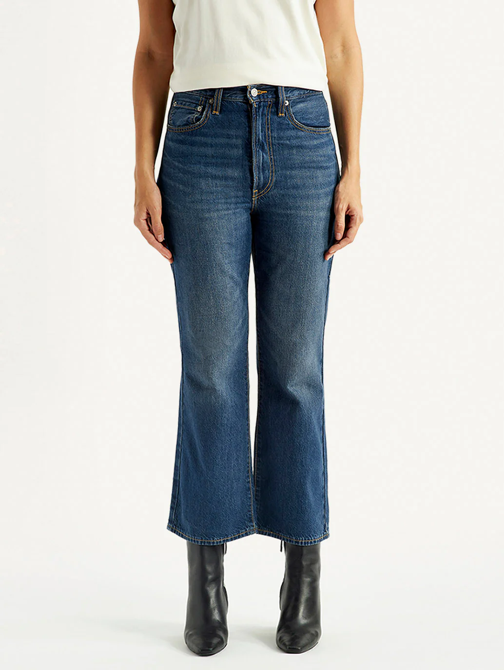 Women's Blue Ribcage Flared Fit High Rise Jeans - Image 3