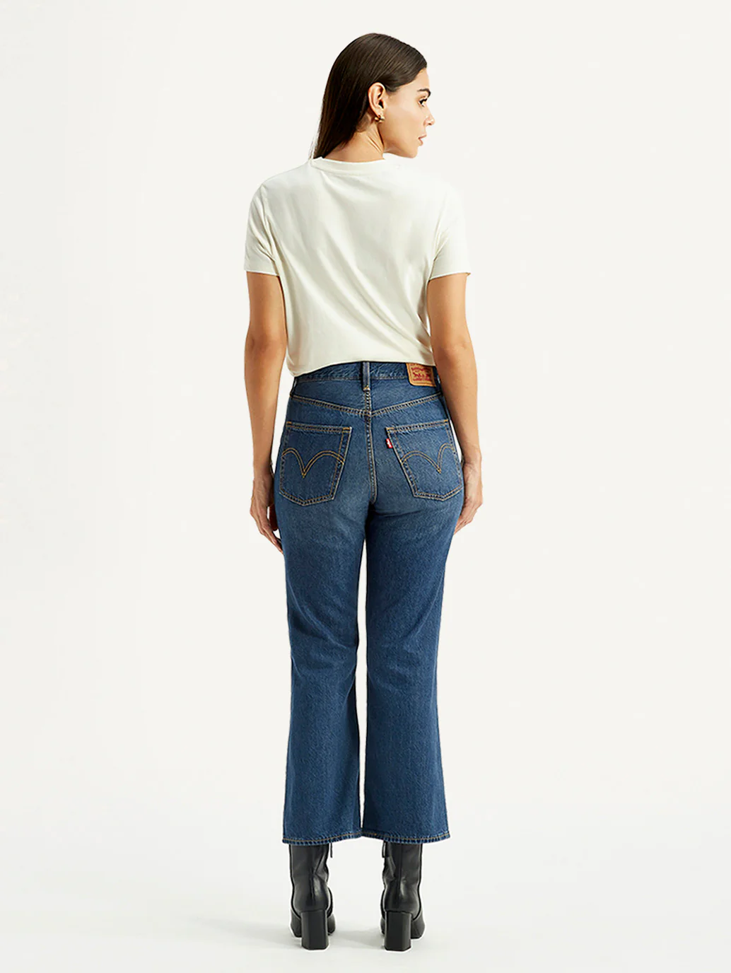 Women's Blue Ribcage Flared Fit High Rise Jeans - Image 4