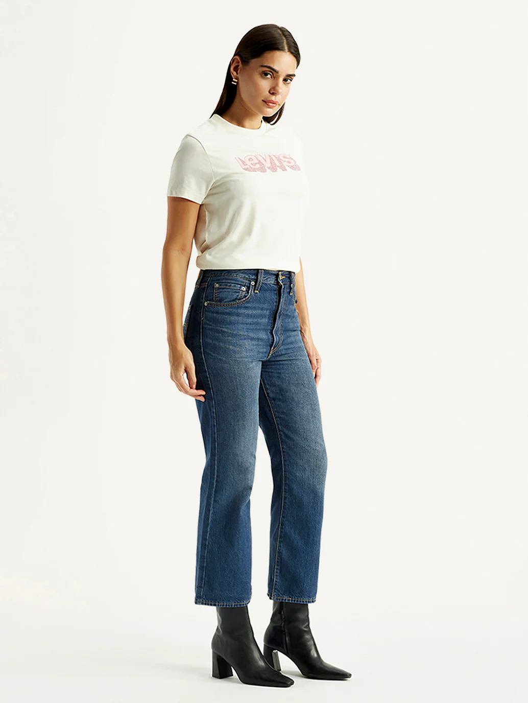 Women's Blue Ribcage Flared Fit High Rise Jeans - Image 6