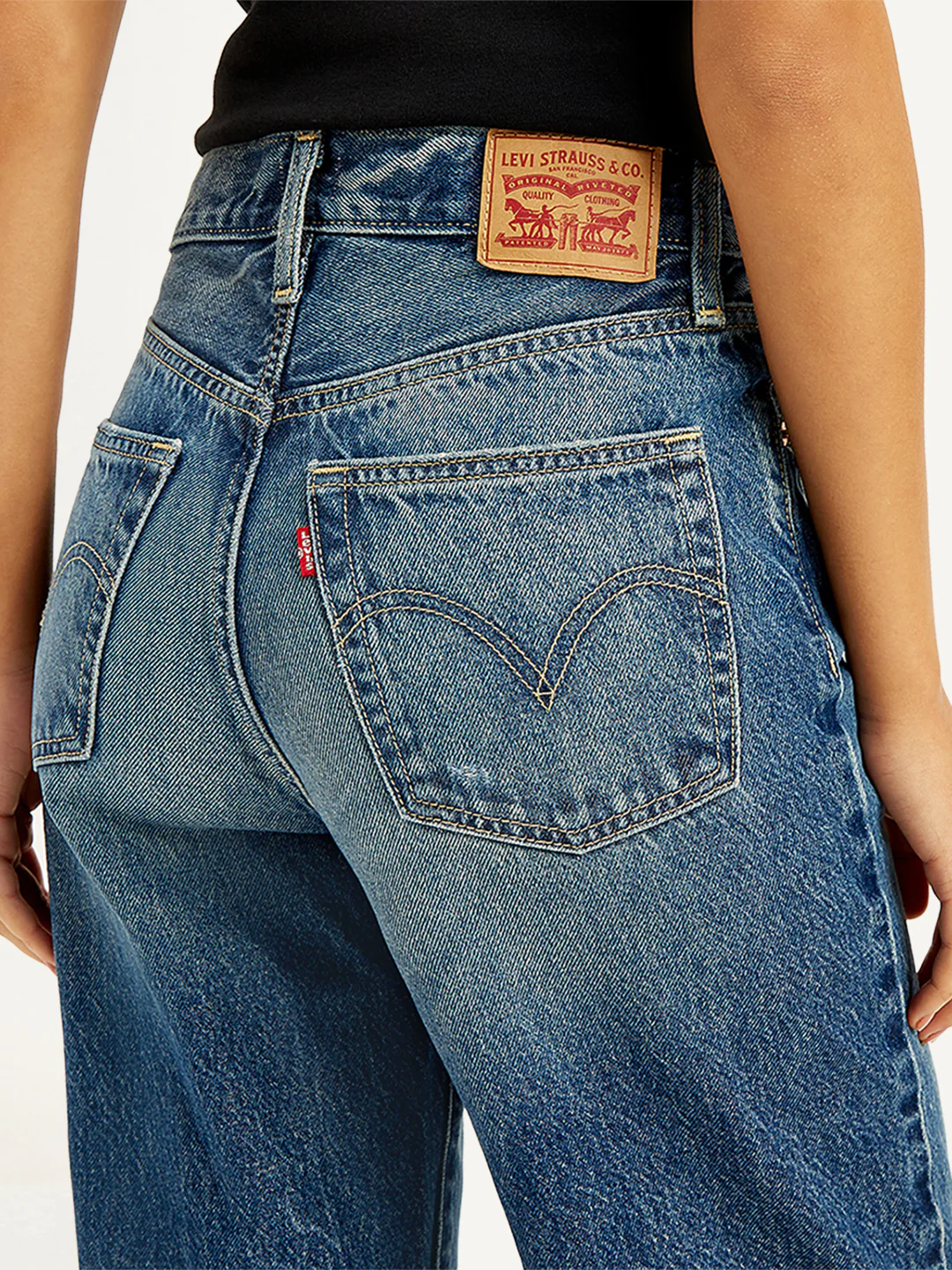 Women's Indigo Ribcage Bell Bottom Wide Leg Fit High Rise Jeans - Image 4