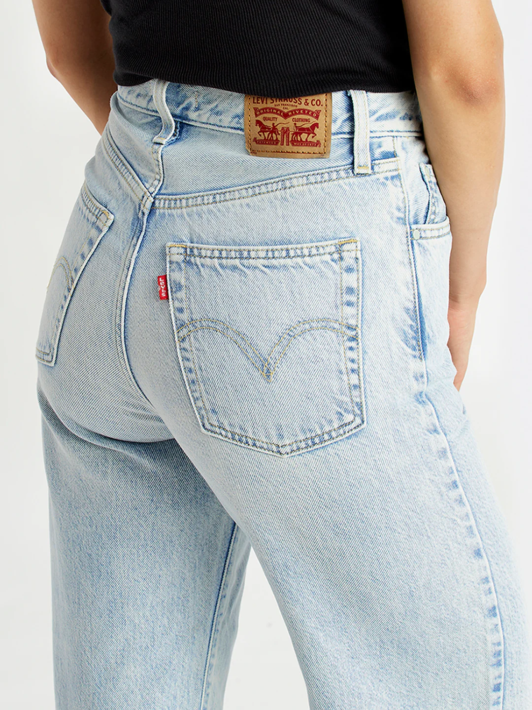 Women's Light Blue Ribcage Bell Bottom Wide Leg Fit High Rise Jeans - Image 4
