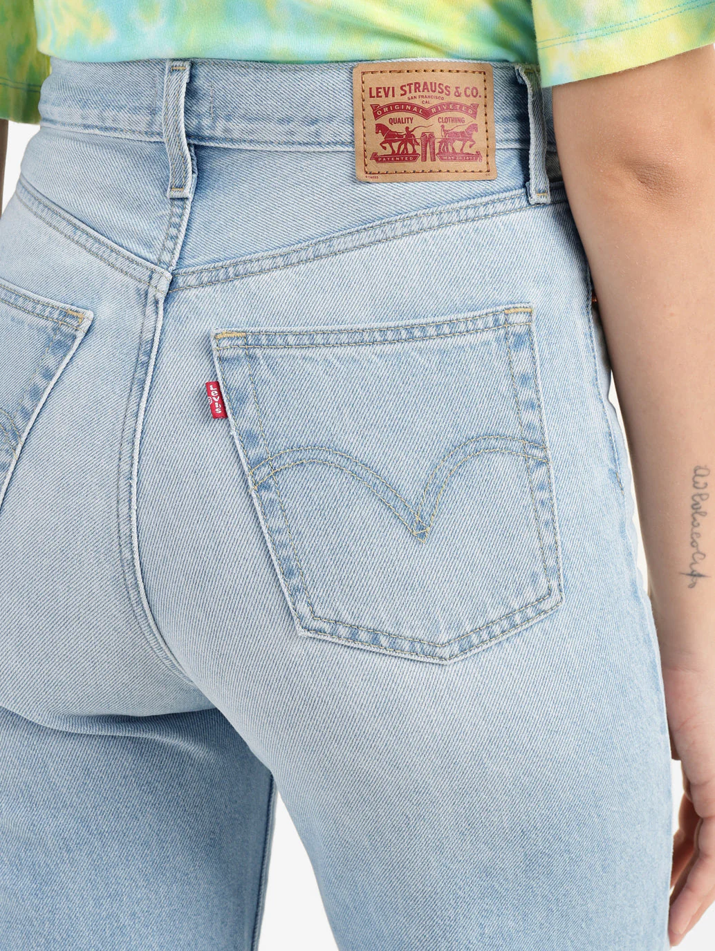 Women's Blue Ribcage Bell Bottom Wide Leg Fit High Rise Jeans - Image 5