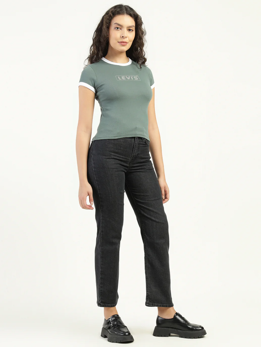Women's Black Ribcage Straight Fit High Rise Jeans - Image 5