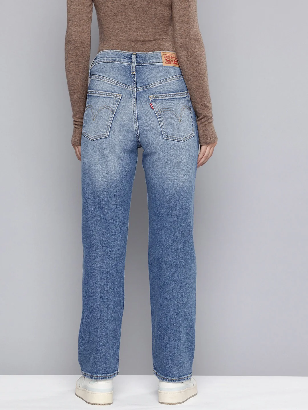Women's Blue Ribcage Straight Fit High Rise Jeans - Image 2