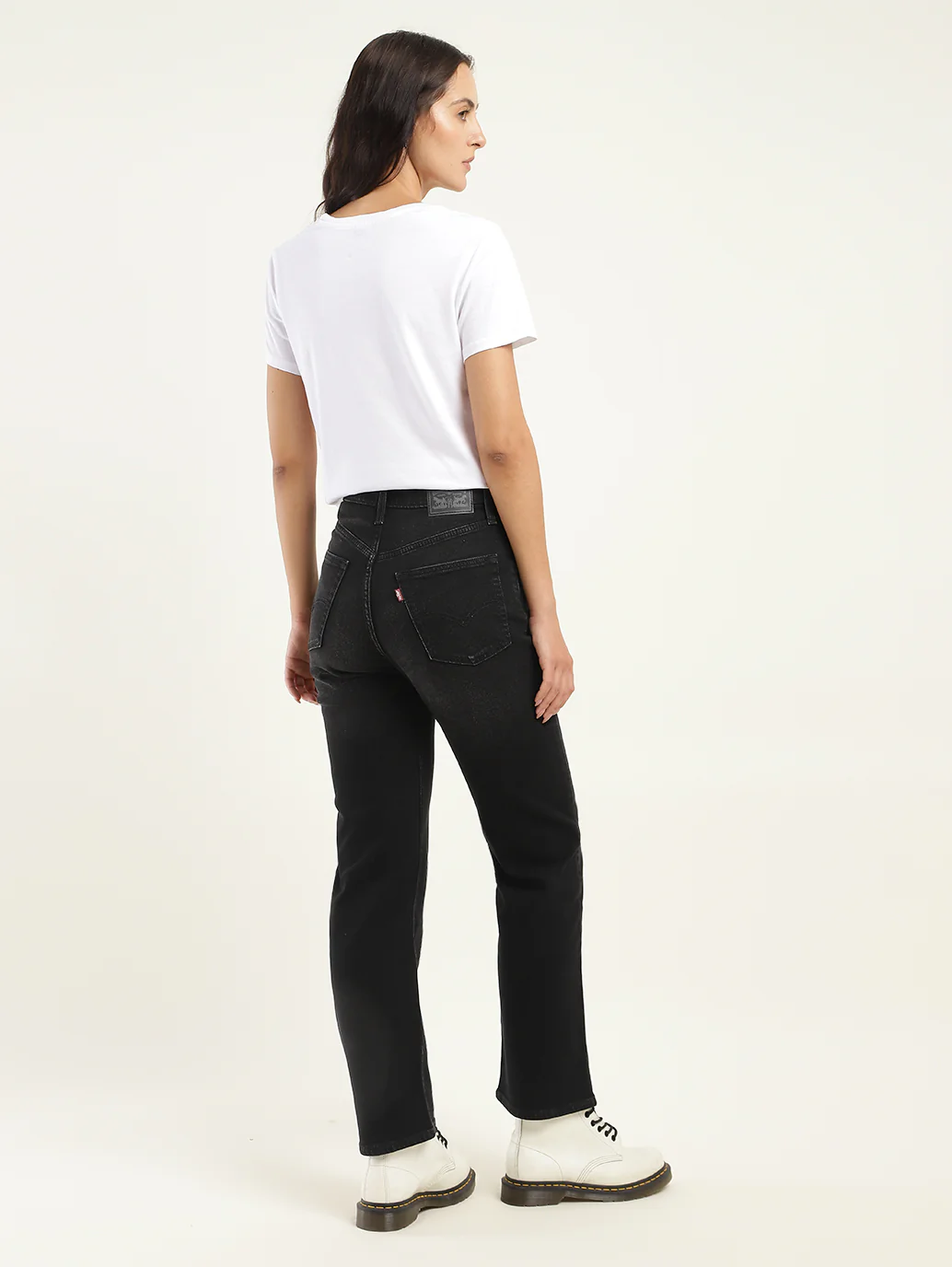 Women's Black Ribcage Straight Fit High Rise Jeans - Image 4