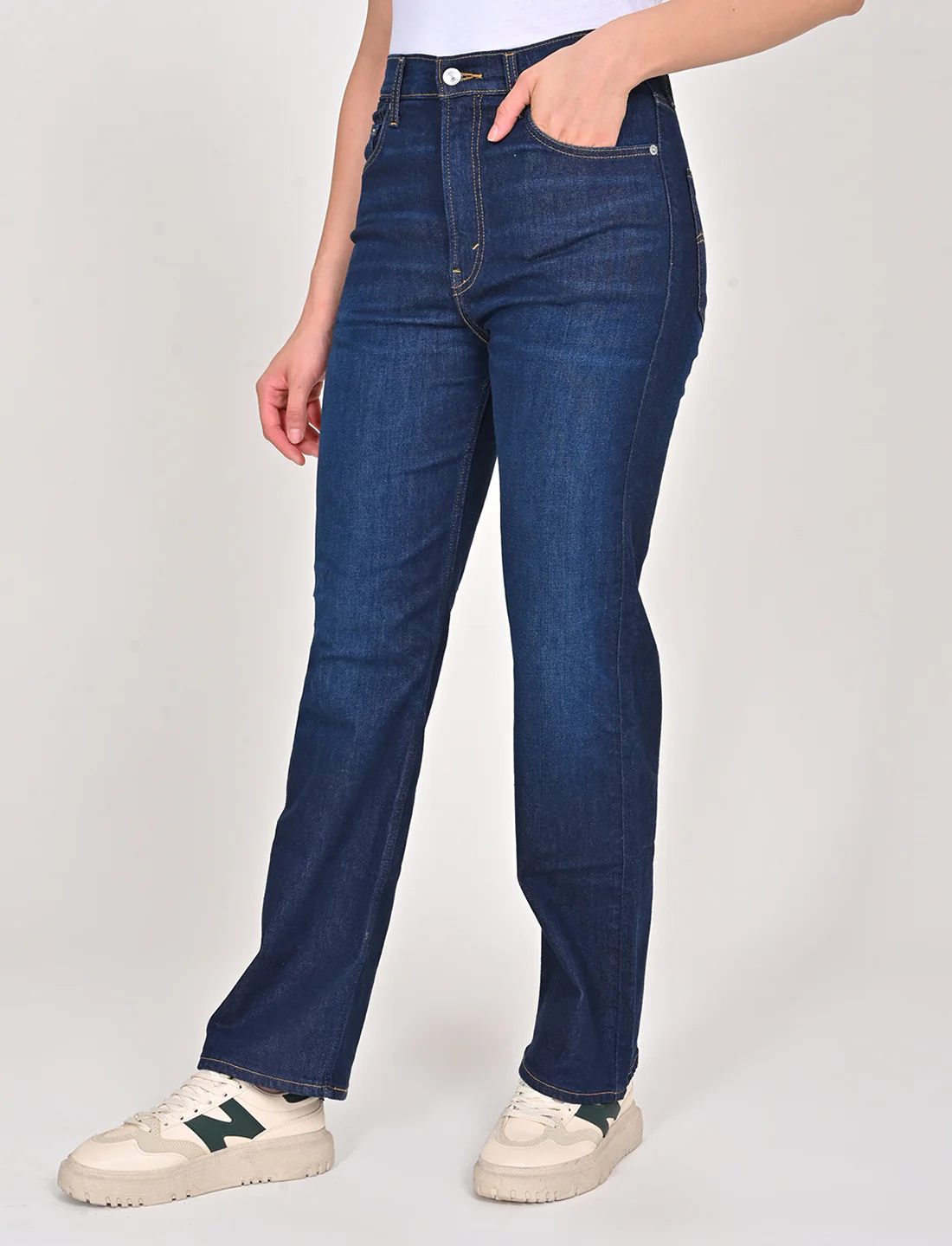 Women's Blue Ribcage Straight Fit High Rise Jeans - Image 3