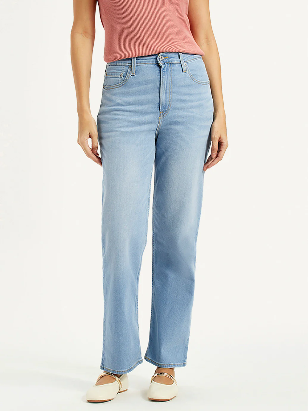 Women's Blue Ribcage Straight Fit High Rise Jeans - Image 3