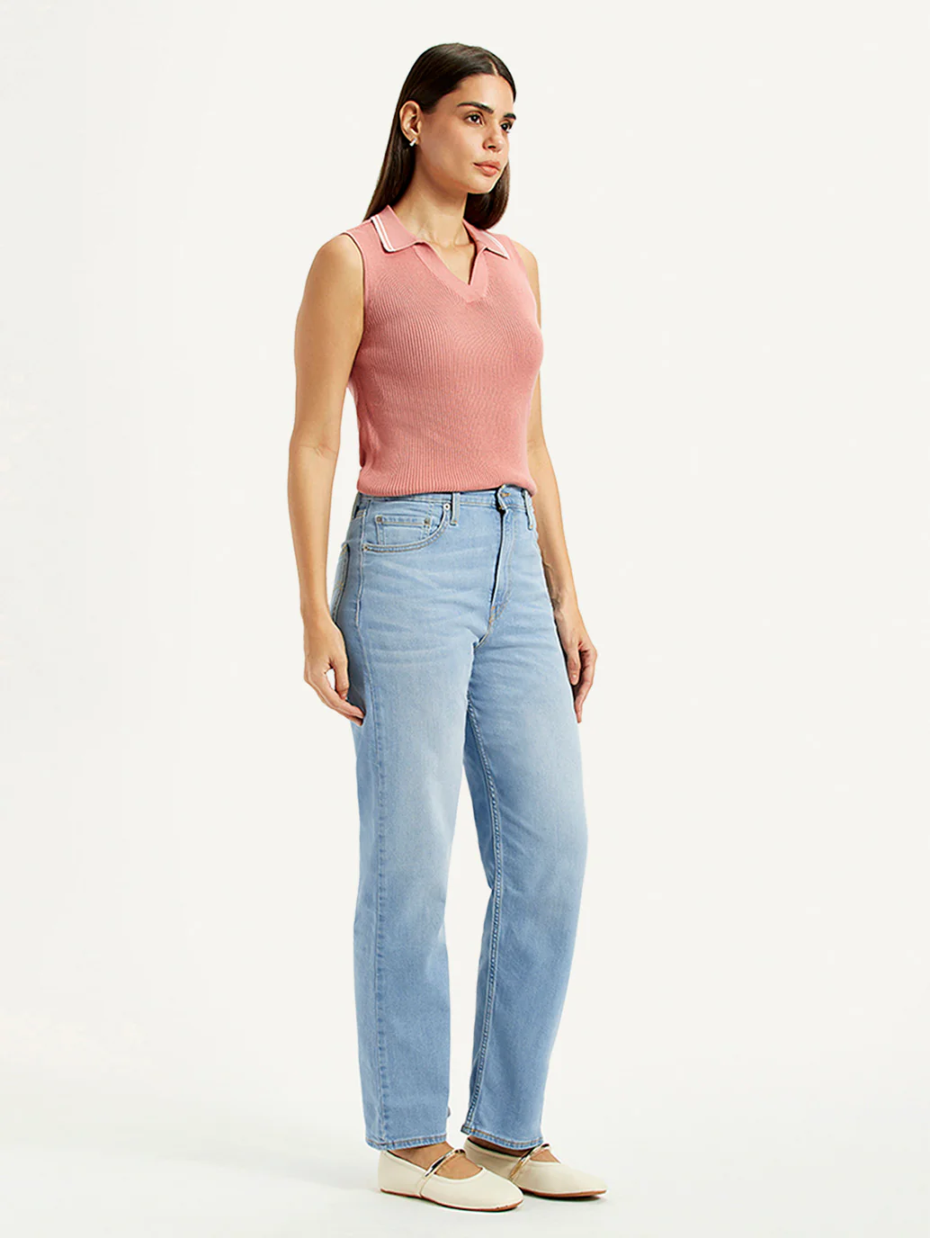 Women's Blue Ribcage Straight Fit High Rise Jeans - Image 6