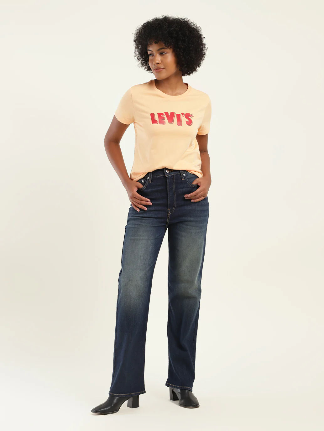 Women's Blue Ribcage Straight Fit High Rise Jeans