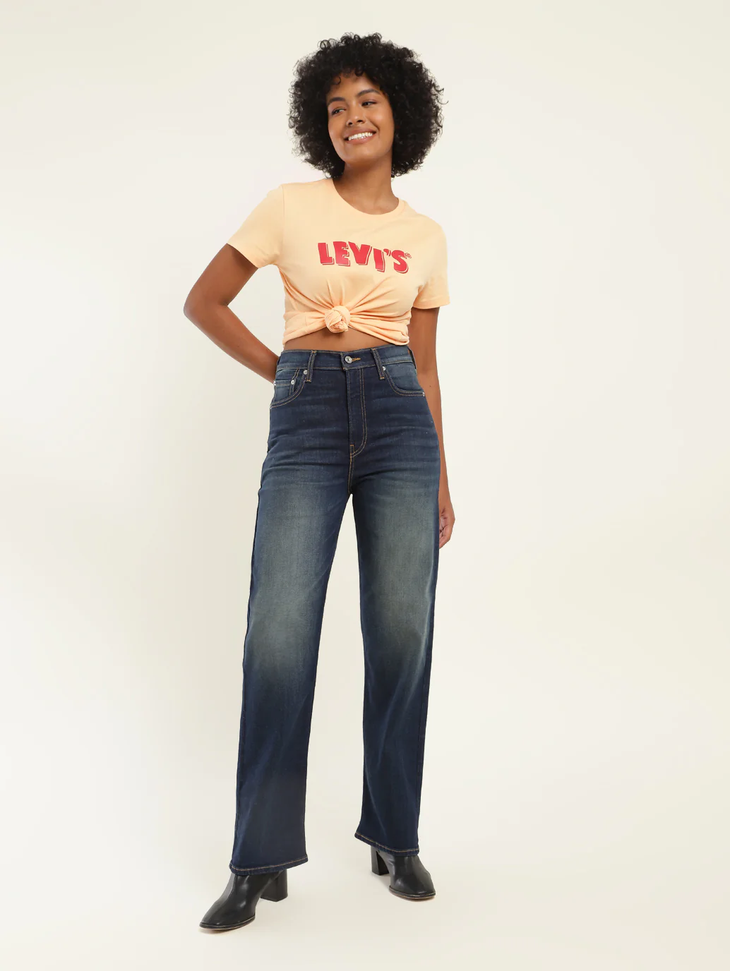 Women's Blue Ribcage Straight Fit High Rise Jeans - Image 5