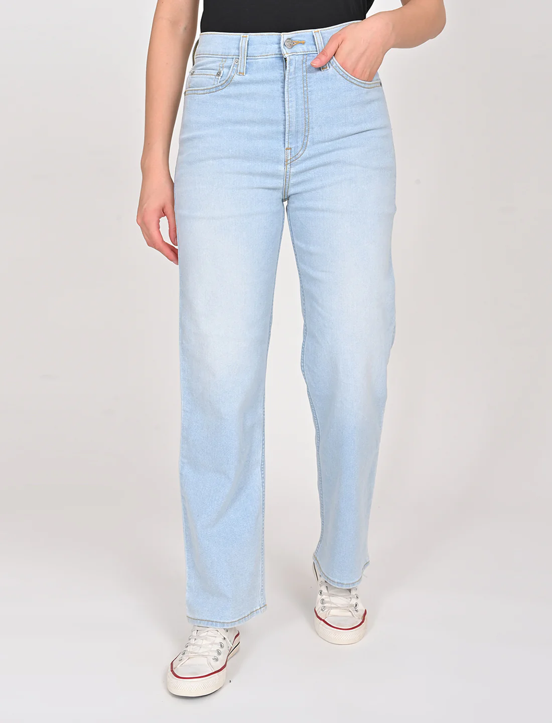 Women's Blue Ribcage Straight Fit High Rise Jeans - Image 2
