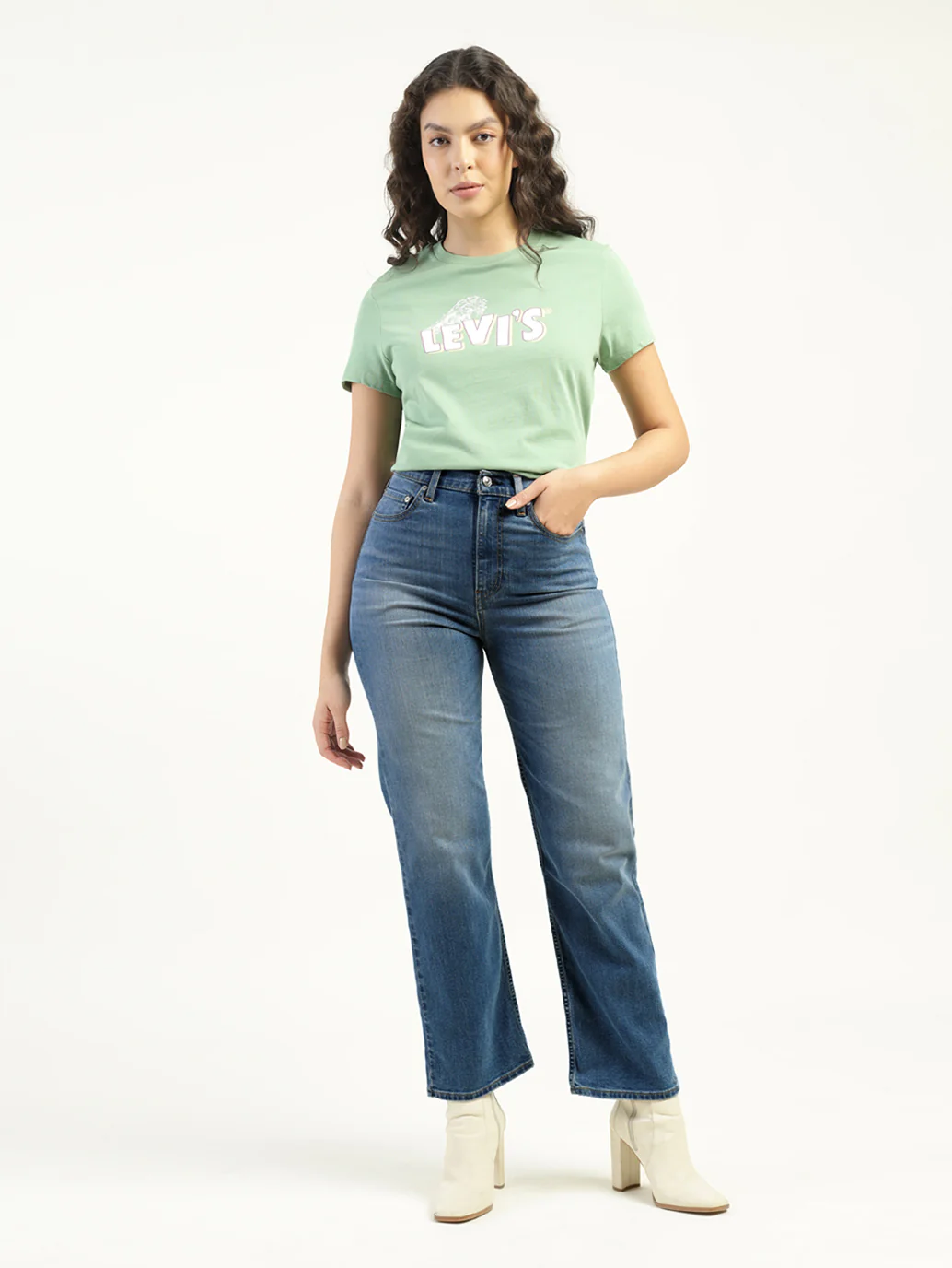 Women's Blue Ribcage Straight Fit High Rise Jeans - Image 2