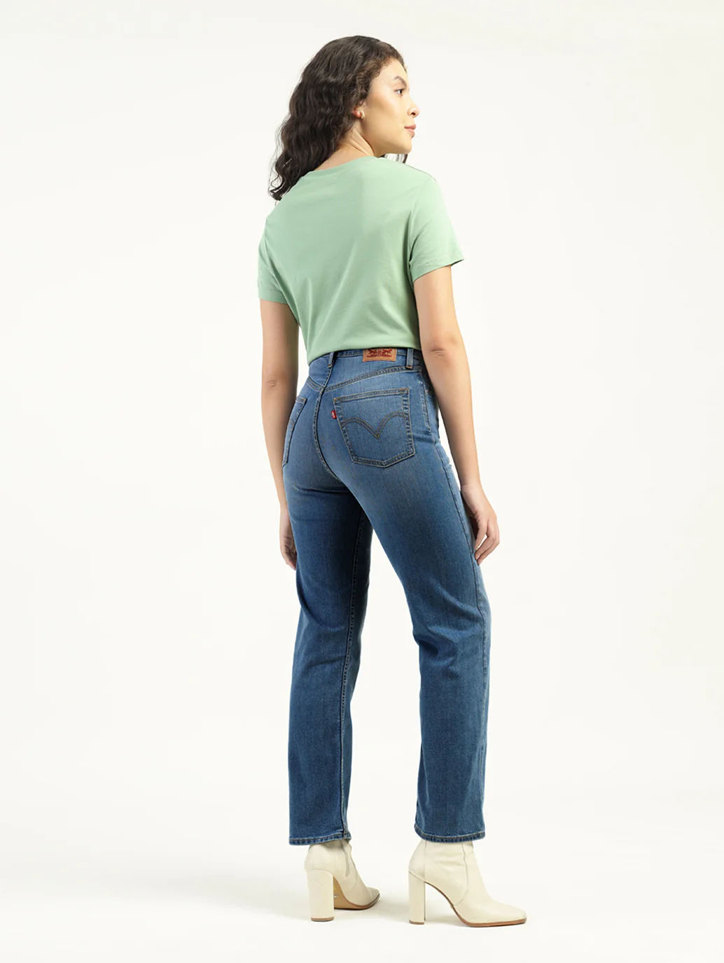 Women's Blue Ribcage Straight Fit High Rise Jeans - Image 3
