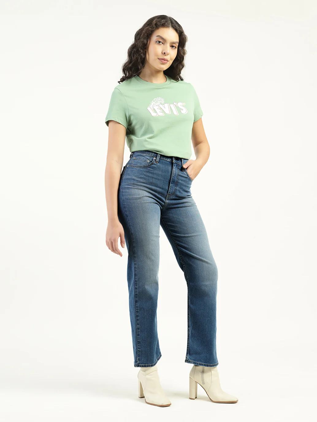 Women's Blue Ribcage Straight Fit High Rise Jeans - Image 4