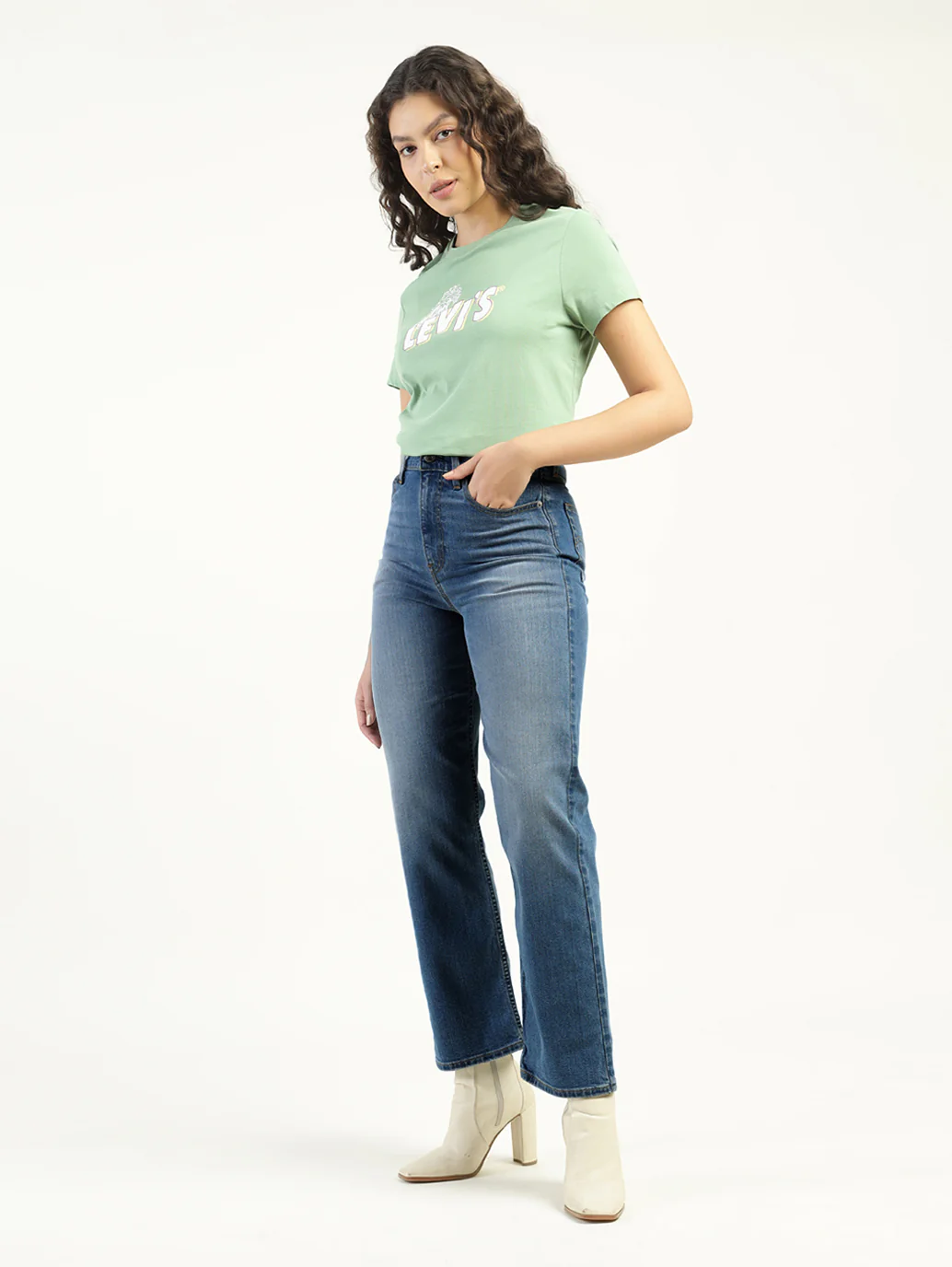 Women's Blue Ribcage Straight Fit High Rise Jeans - Image 6