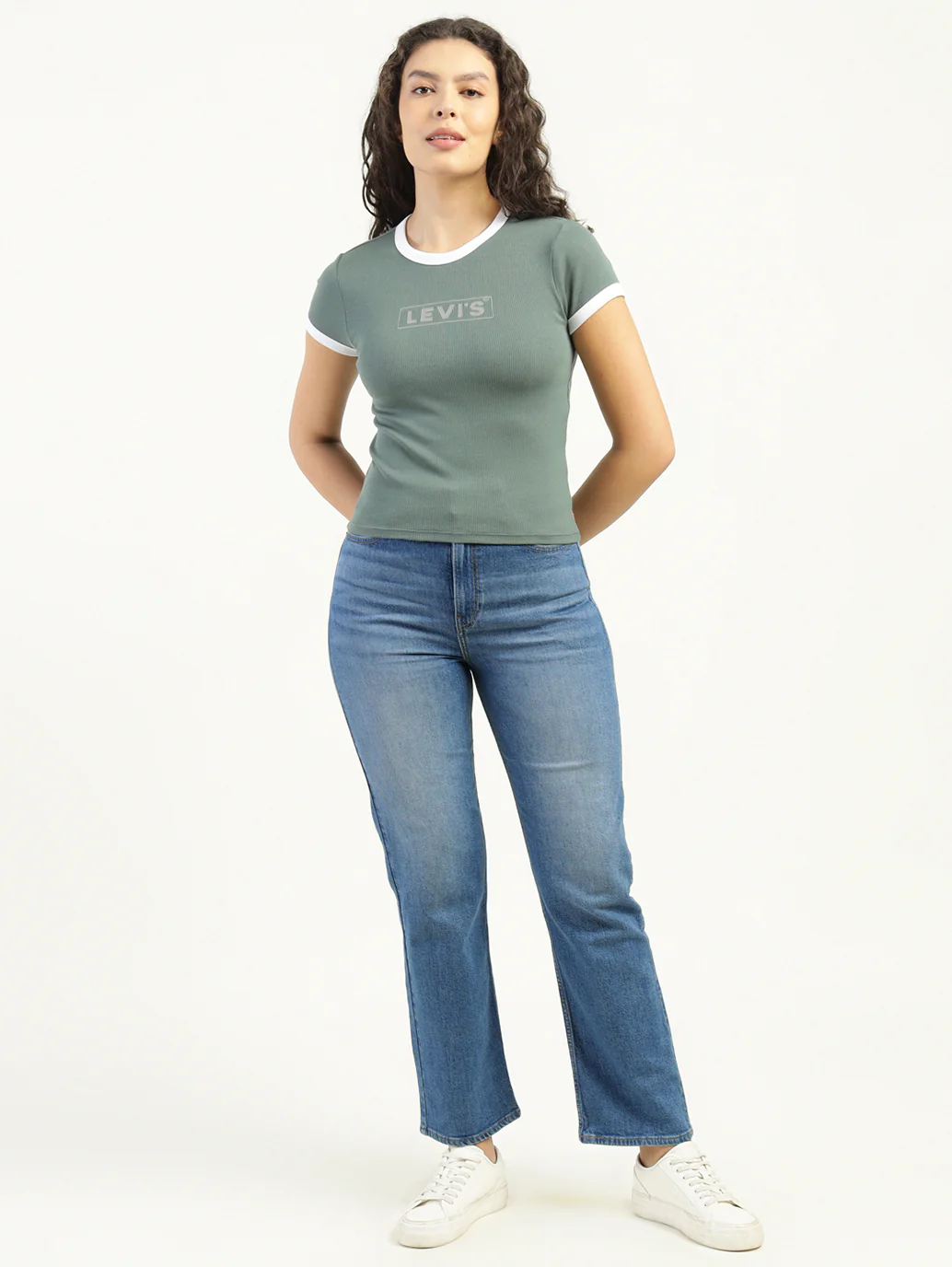 Women's Blue Ribcage Straight Fit High Rise Jeans - Image 2