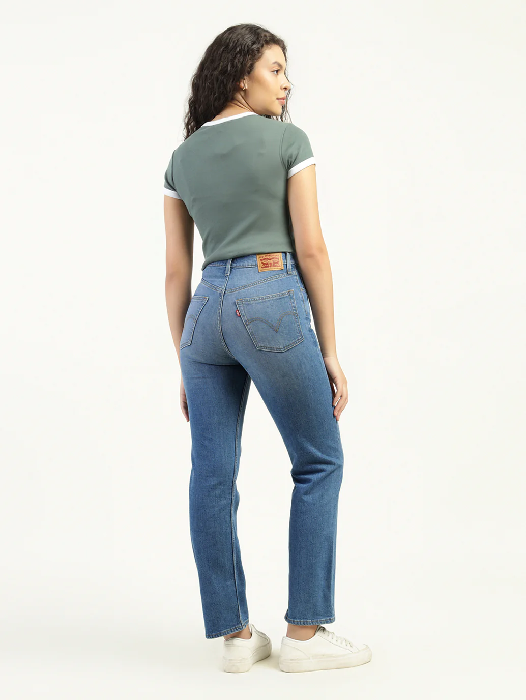 Women's Blue Ribcage Straight Fit High Rise Jeans - Image 3