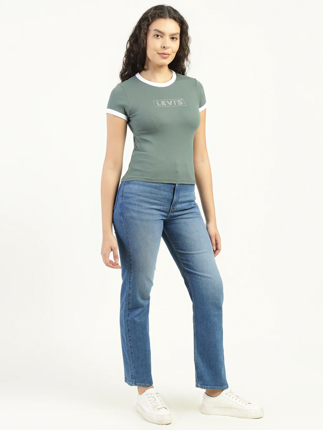 Women's Blue Ribcage Straight Fit High Rise Jeans - Image 5