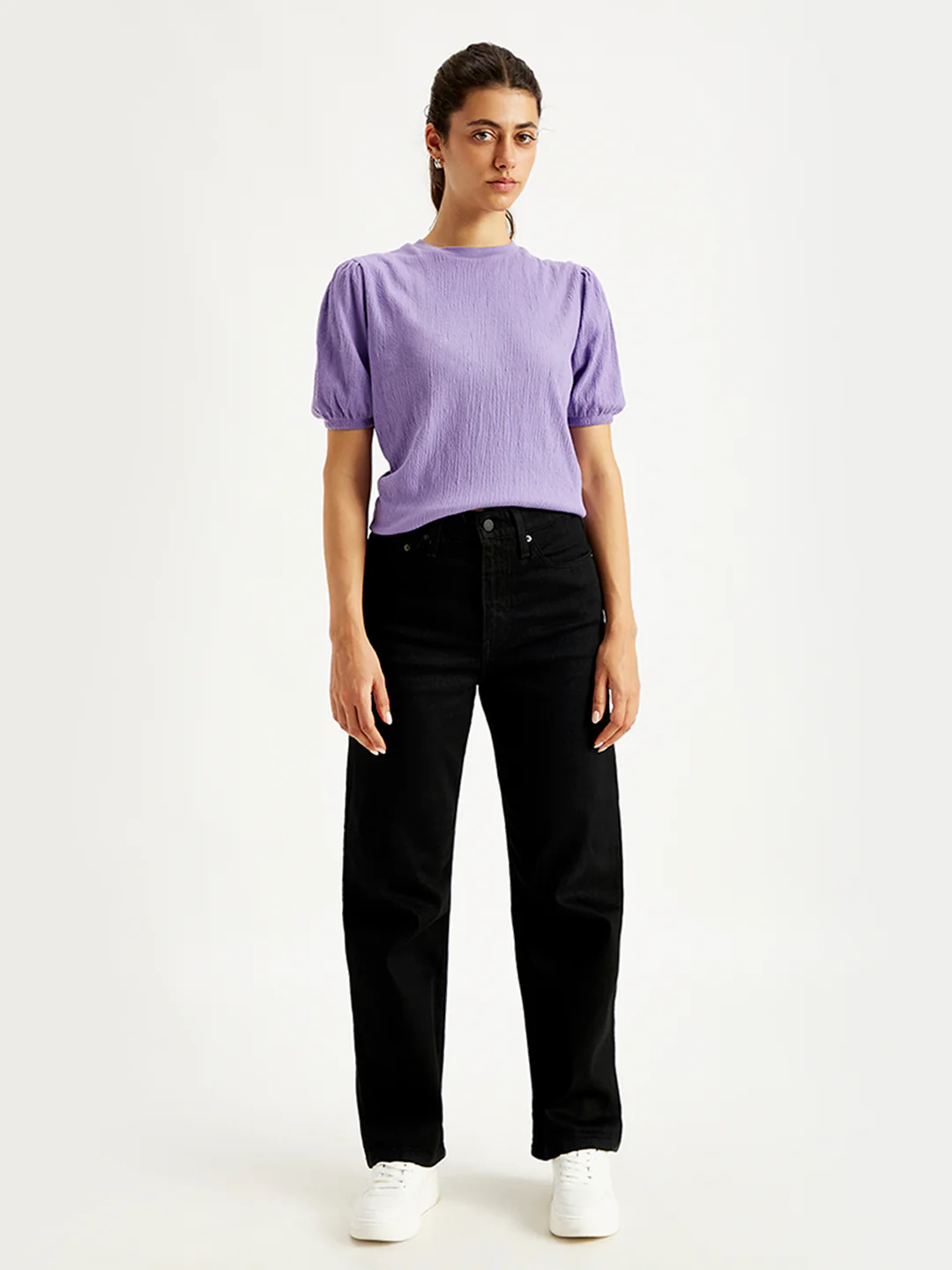Women's Black Ribcage Straight Fit High Rise Jeans