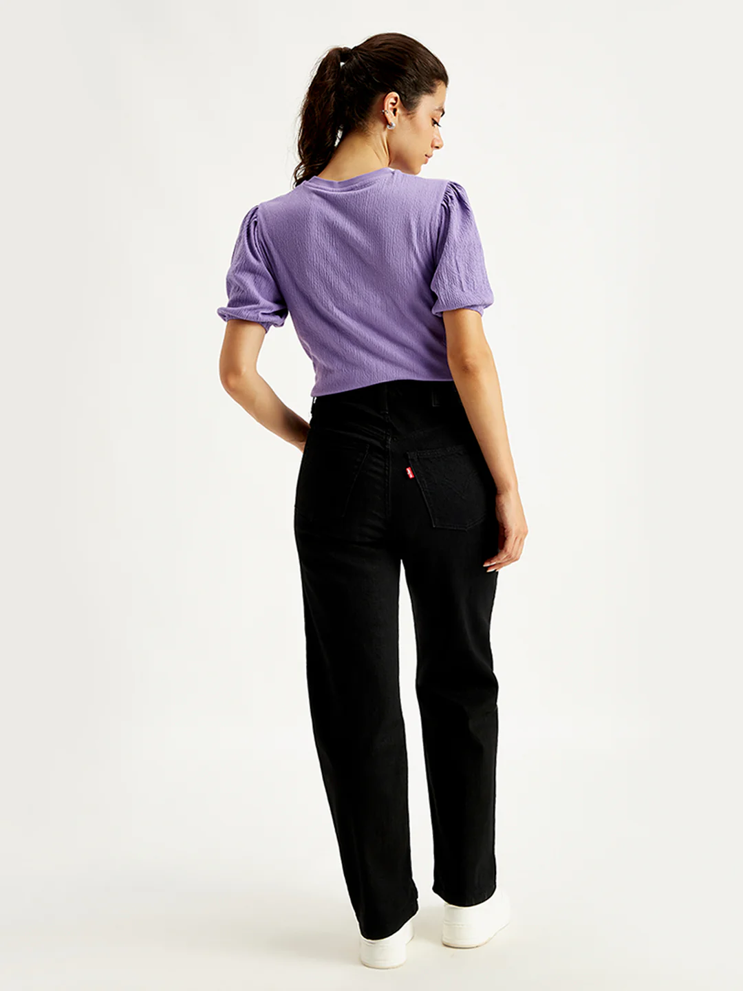 Women's Black Ribcage Straight Fit High Rise Jeans - Image 2
