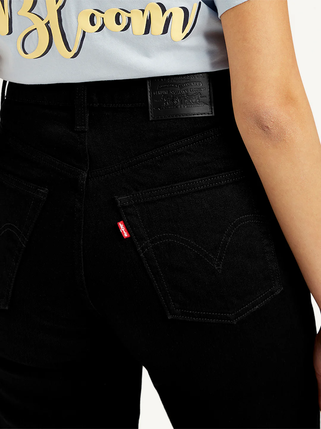 Women's Black Ribcage Straight Fit High Rise Jeans - Image 5