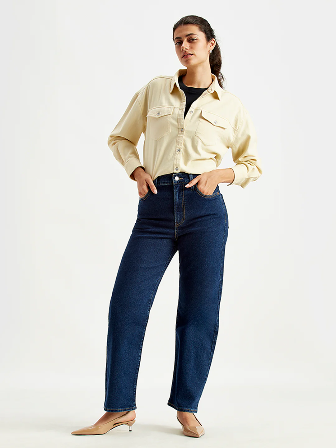 Women's Blue Ribcage Straight Ankle Fit High Rise Jeans - Image 5