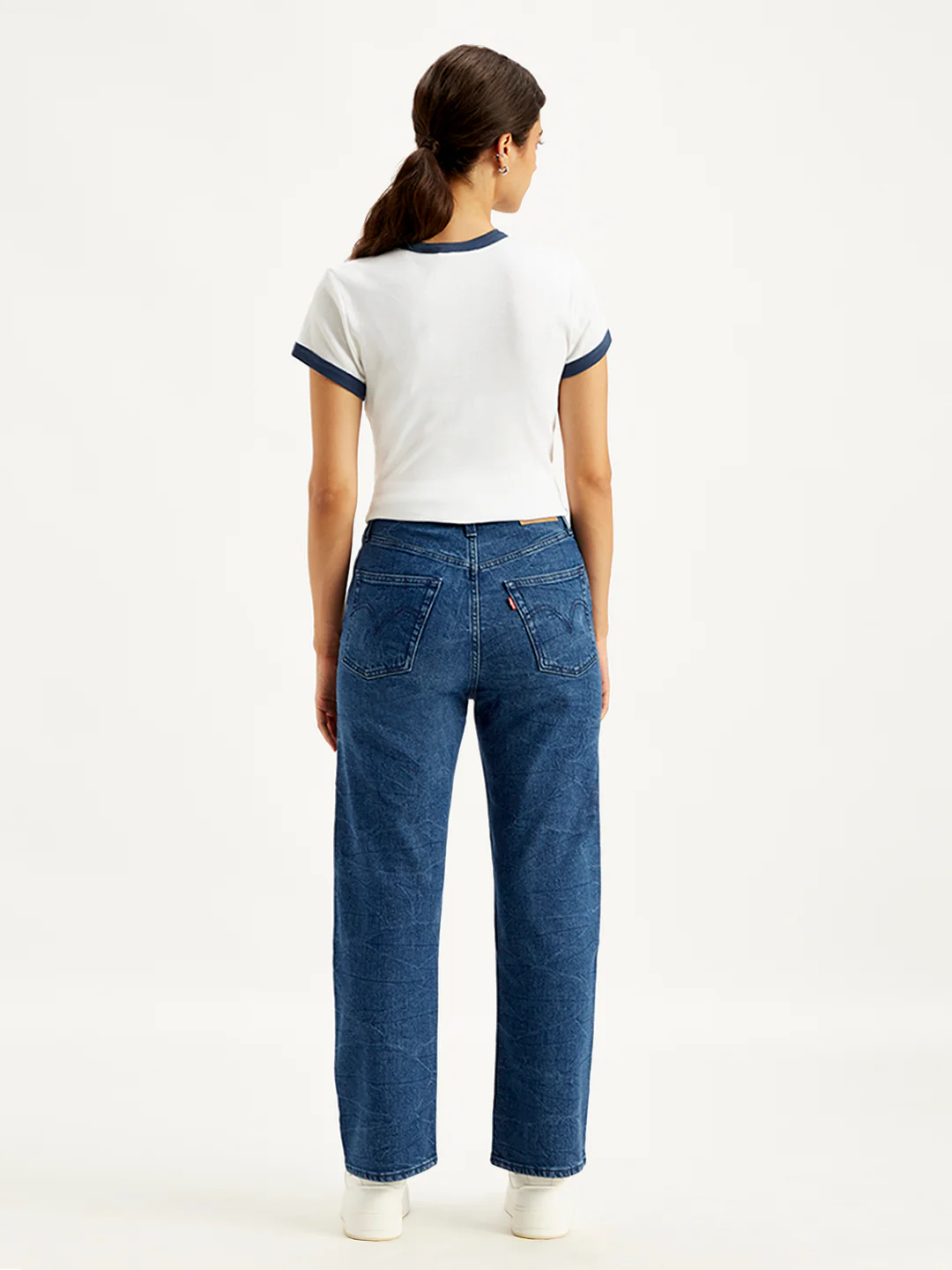 Women's Blue Ribcage Straight Ankle Fit High Rise Jeans - Image 2