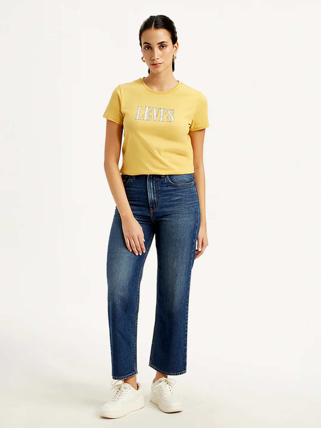 Women's Blue Ribcage Straight Fit High Rise Jeans - Image 2