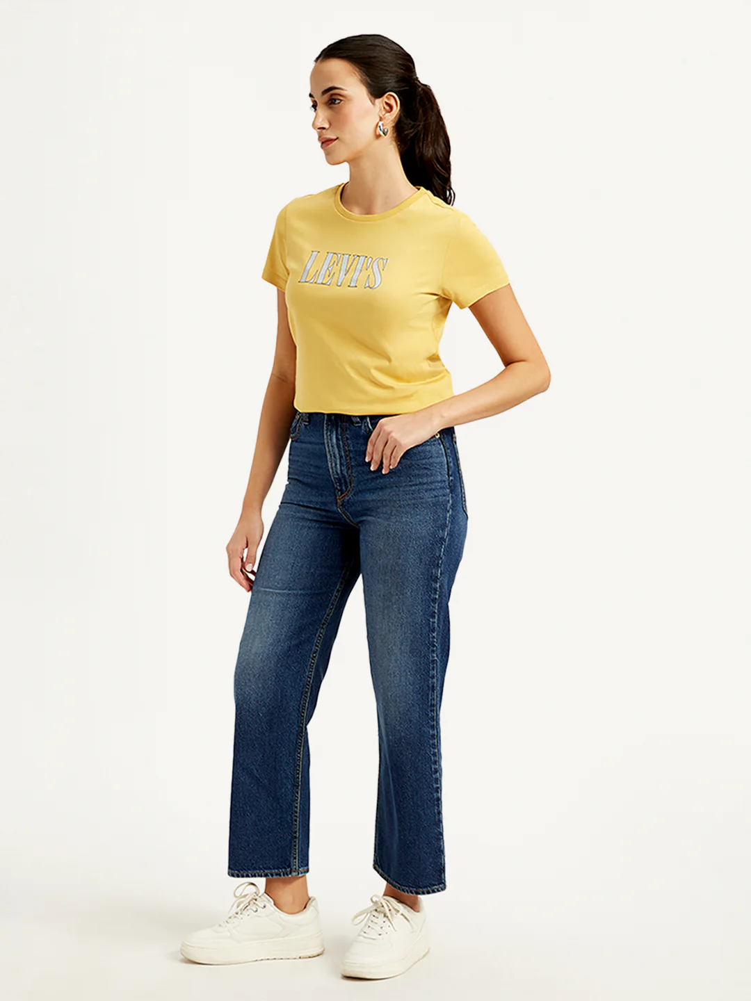 Women's Blue Ribcage Straight Fit High Rise Jeans - Image 4