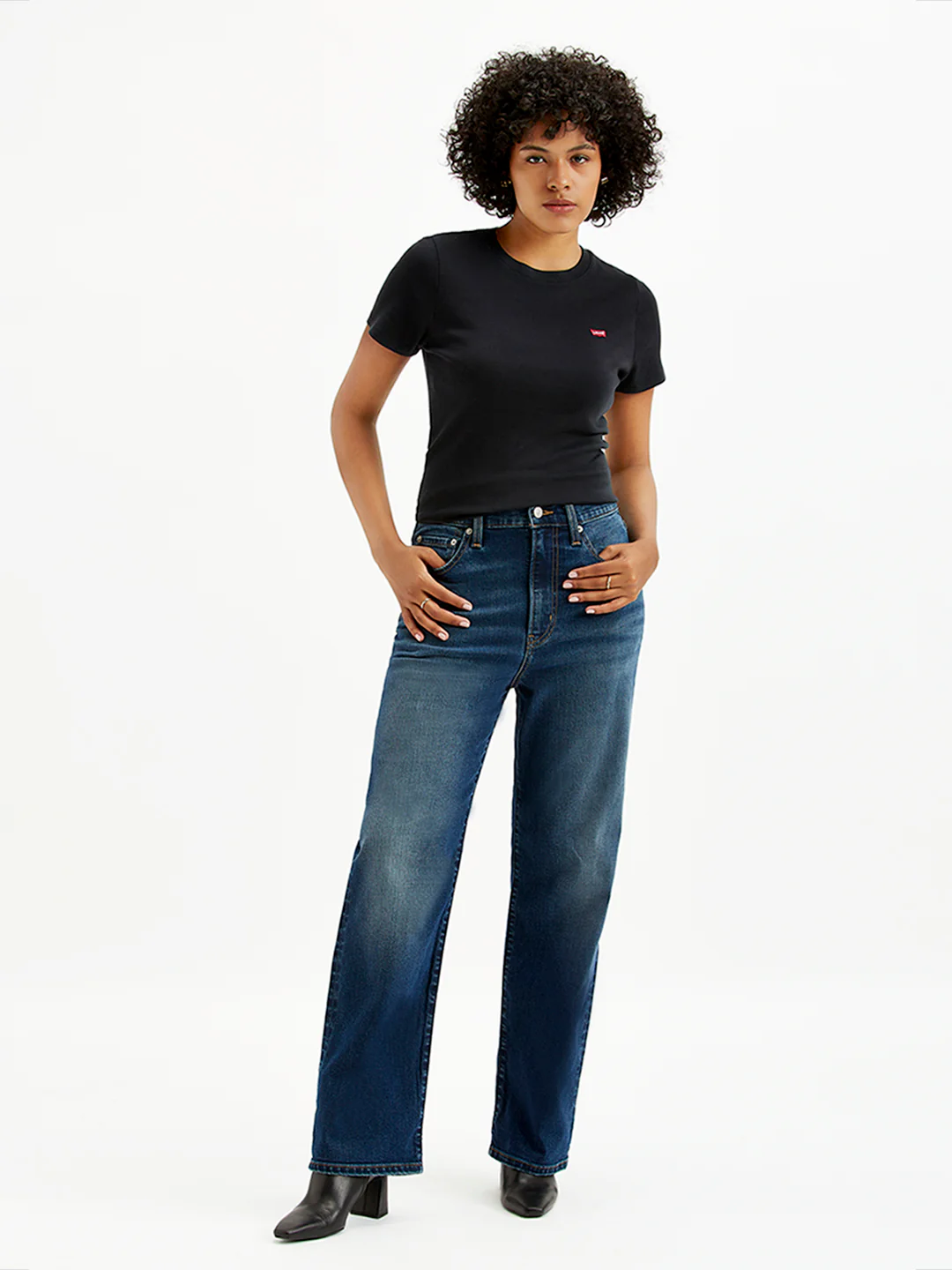 Women's Blue Ribcage Straight Fit High Rise Jeans