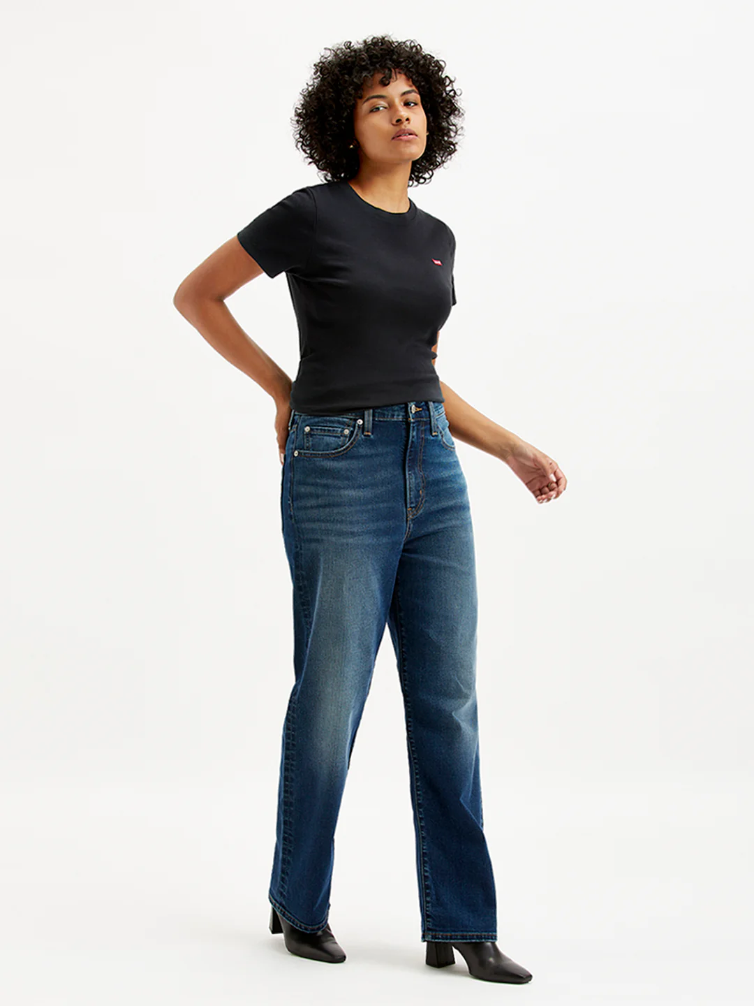 Women's Blue Ribcage Straight Fit High Rise Jeans - Image 3