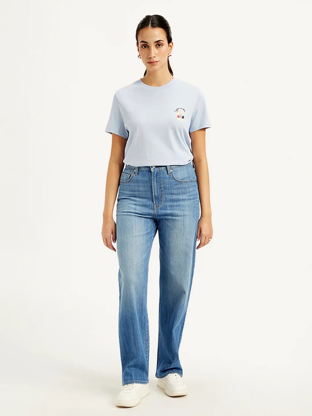 Women's Blue Ribcage Straight Fit High Rise Jeans - Image 2