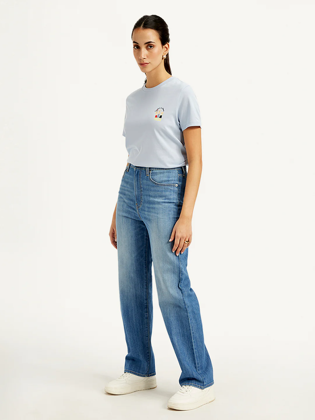 Women's Blue Ribcage Straight Fit High Rise Jeans - Image 4