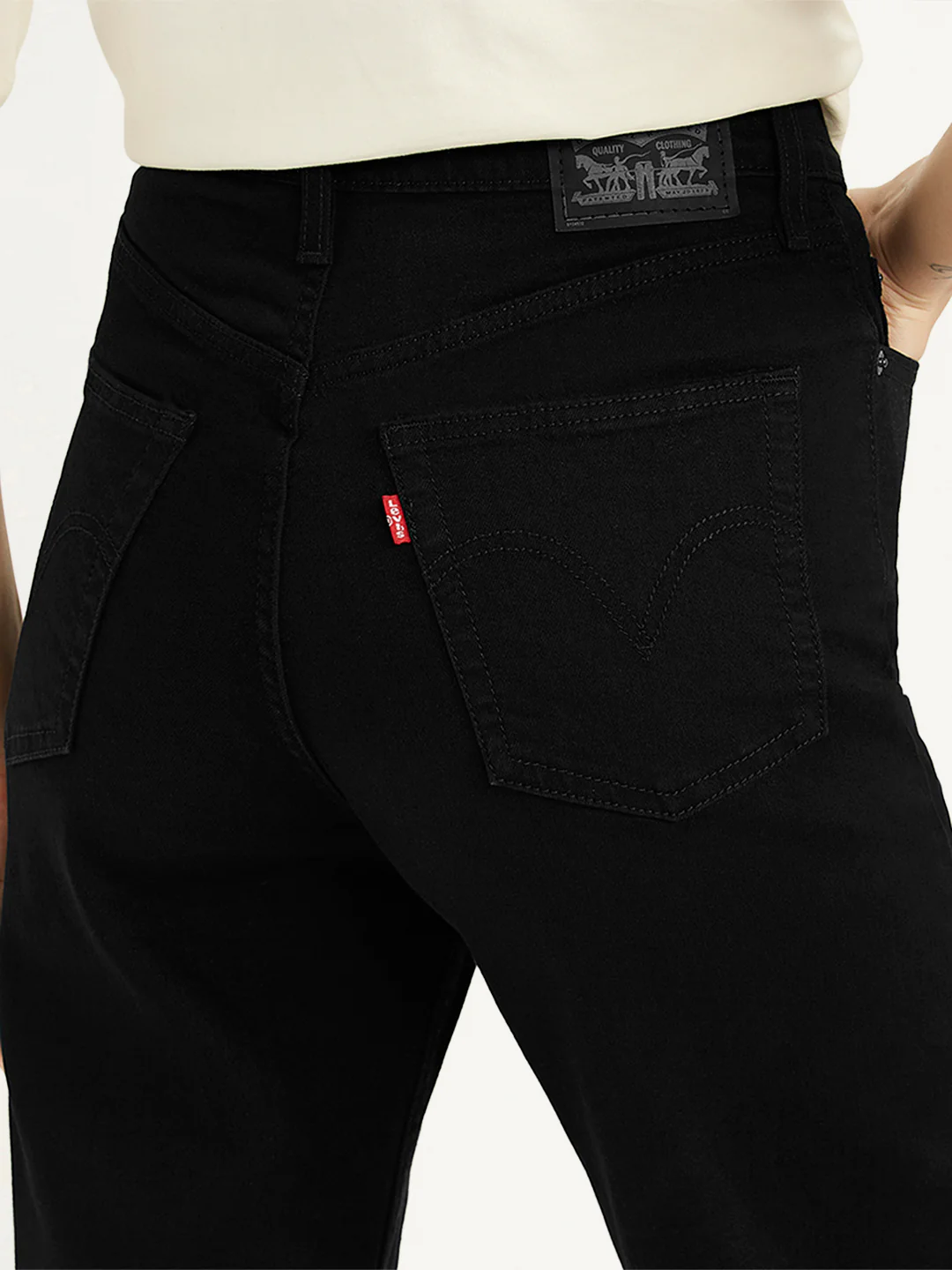 Women's Black Ribcage Straight Fit High Rise Jeans - Image 4