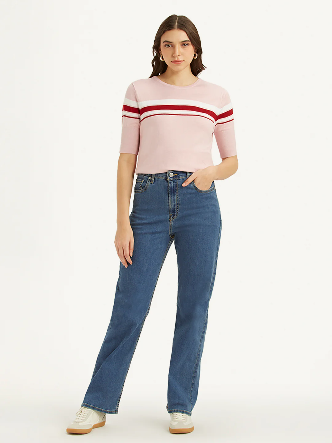 Women's Blue Ribcage Straight Fit High Rise Jeans