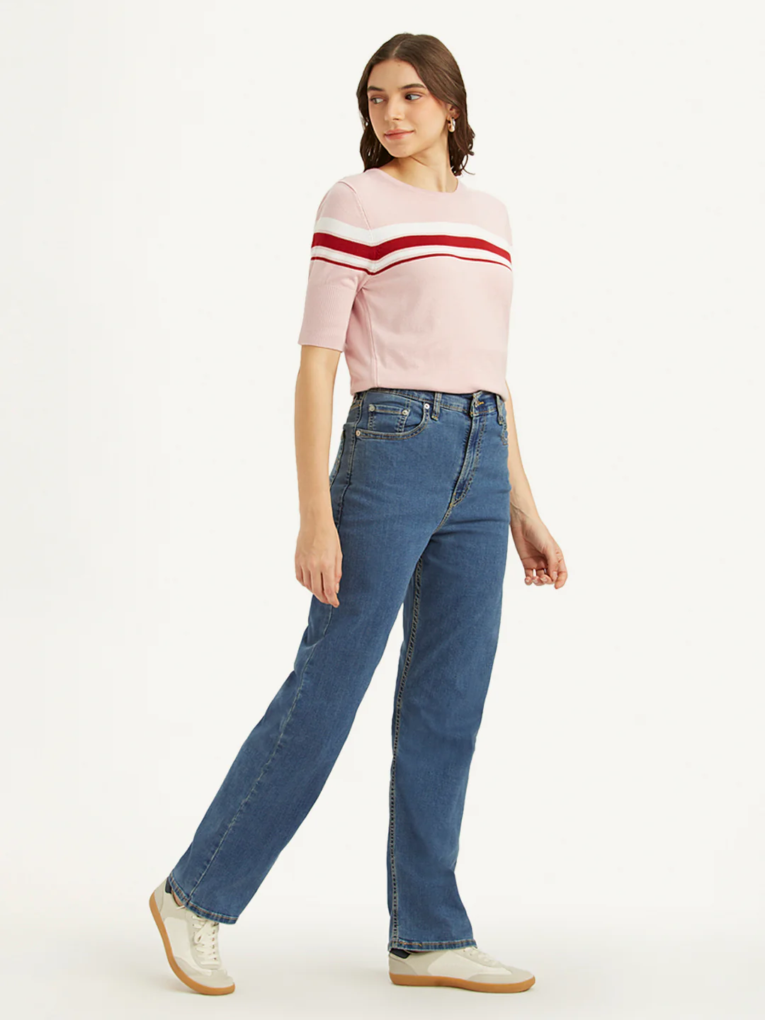 Women's Blue Ribcage Straight Fit High Rise Jeans - Image 3