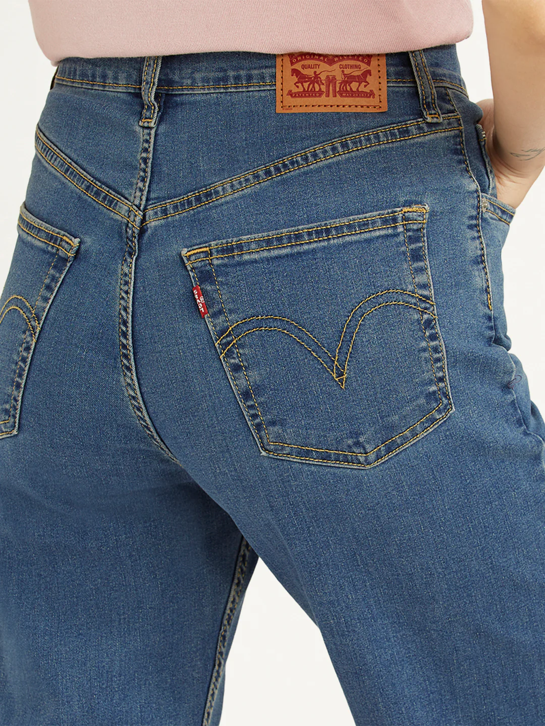 Women's Blue Ribcage Straight Fit High Rise Jeans - Image 4