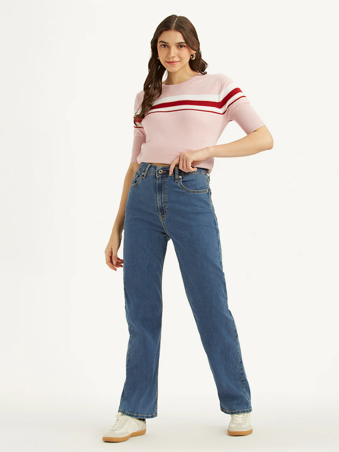 Women's Blue Ribcage Straight Fit High Rise Jeans - Image 5