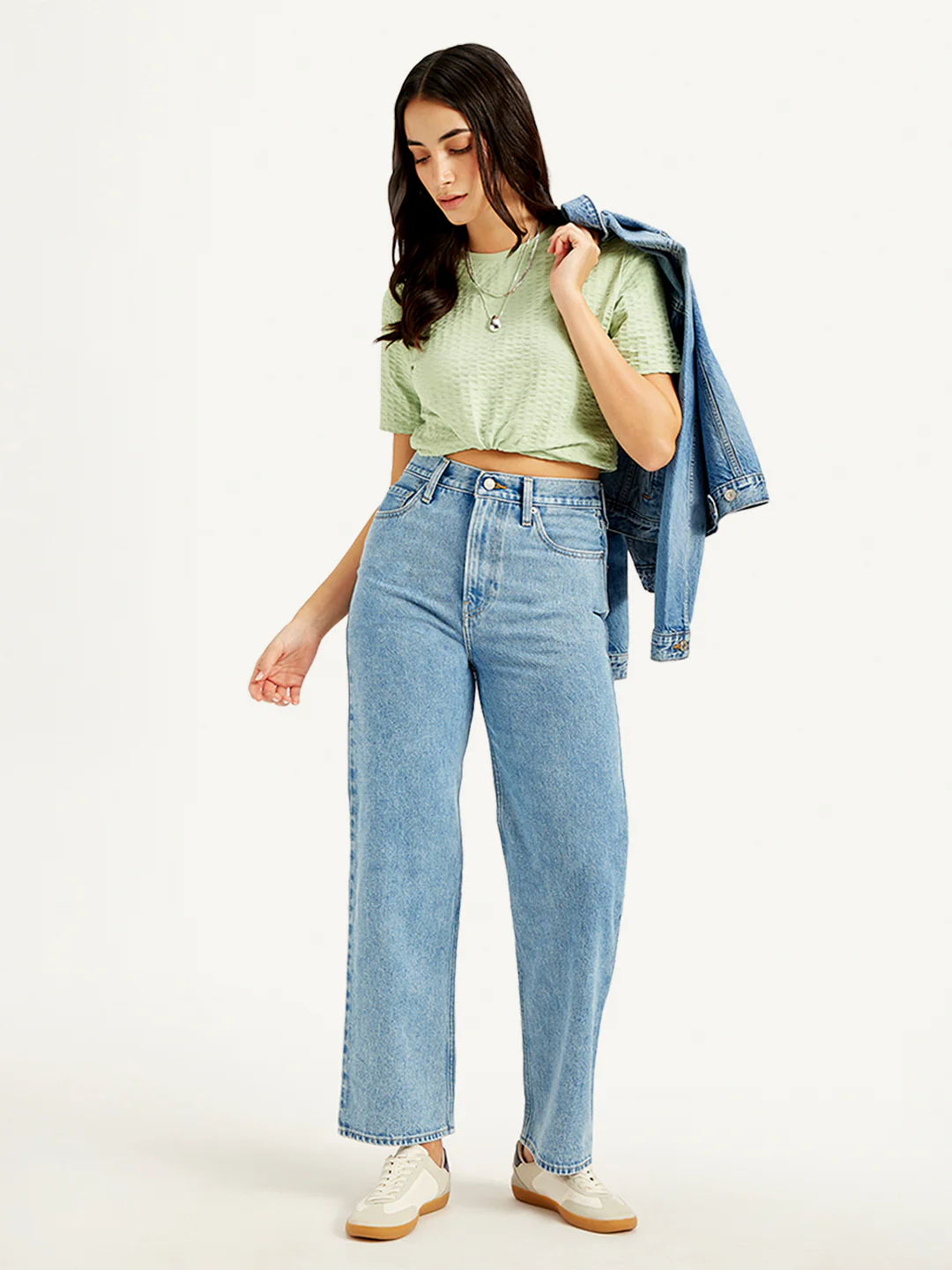 Women's Blue Ribcage Straight Fit High Rise Jeans